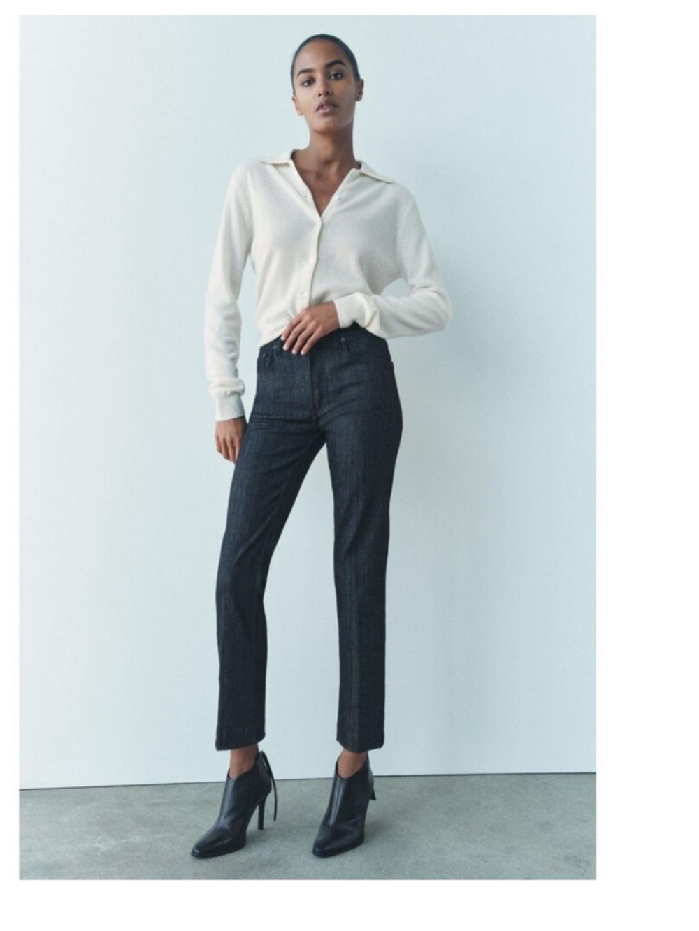 ZARA ZW BOOTCUT CROPPED GREY  Denim Pants SIZE USA 6 NWT